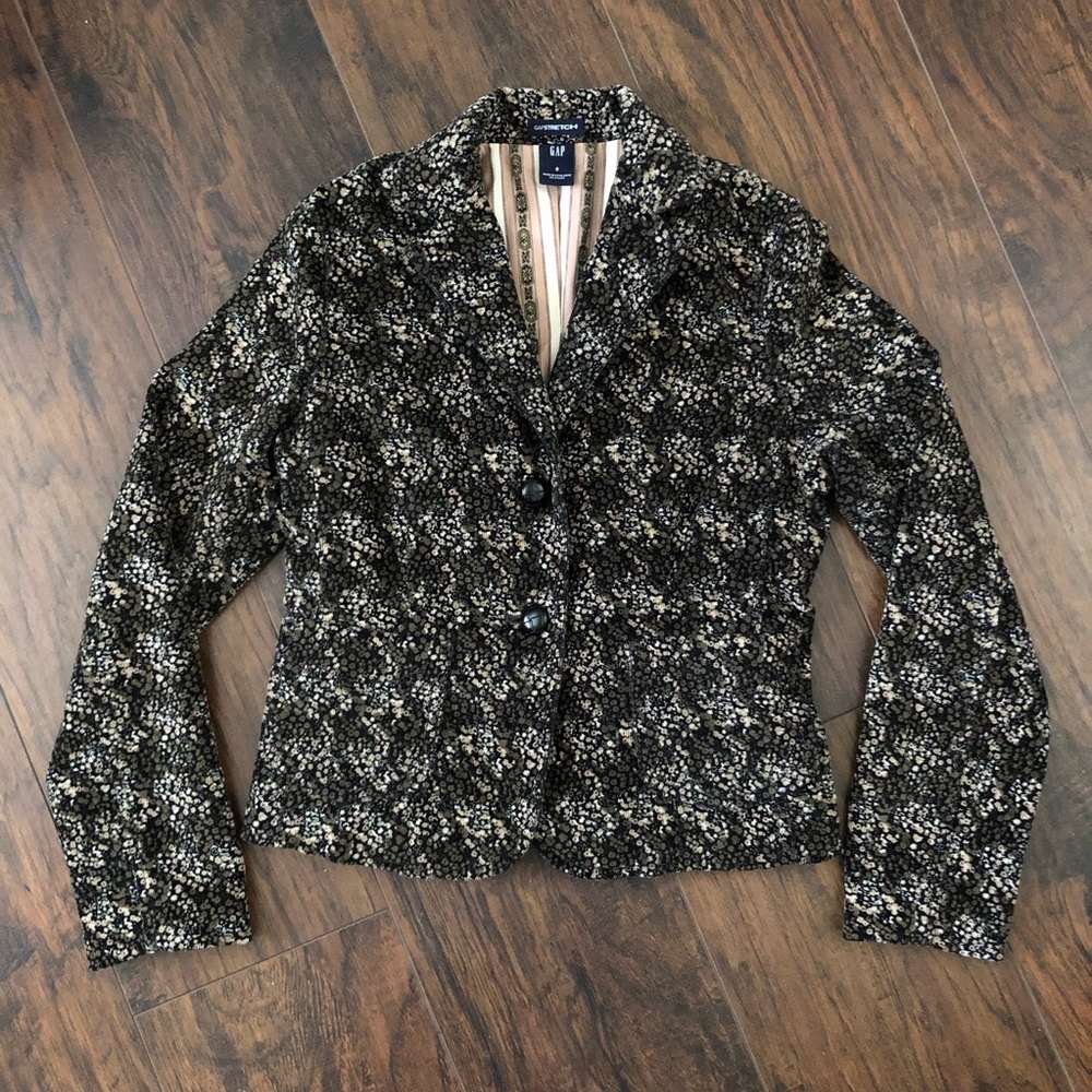 Gap Vintage Floral Corduroy Blazer Womens 0